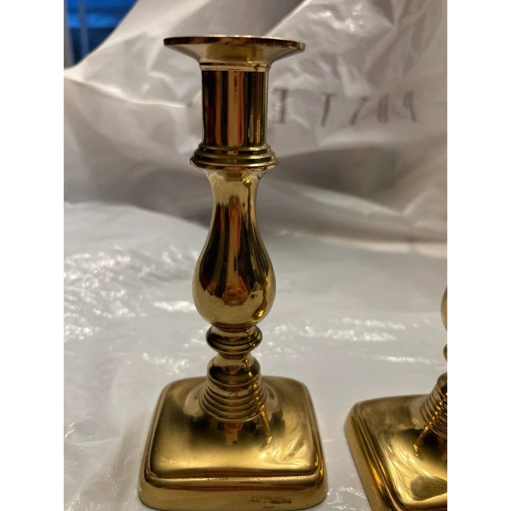 Set Of VTG 7'' Brass  Candle Holders Statement Piece Shelf Decor Table Decor MCM